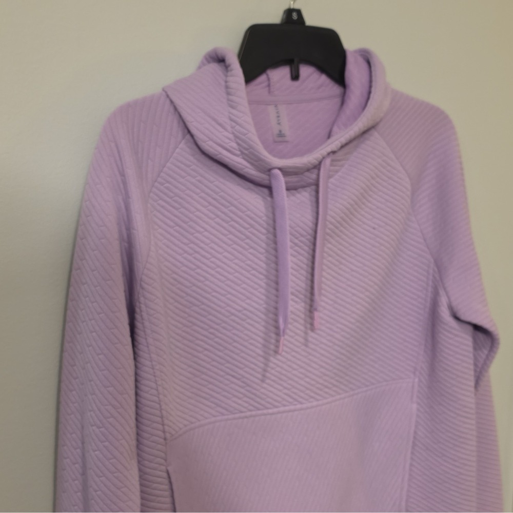 Vively Women's Purple Pullover Hoodie Drawstring Pockets Raglan Sleeve S #123 - Picture 3 of 10
